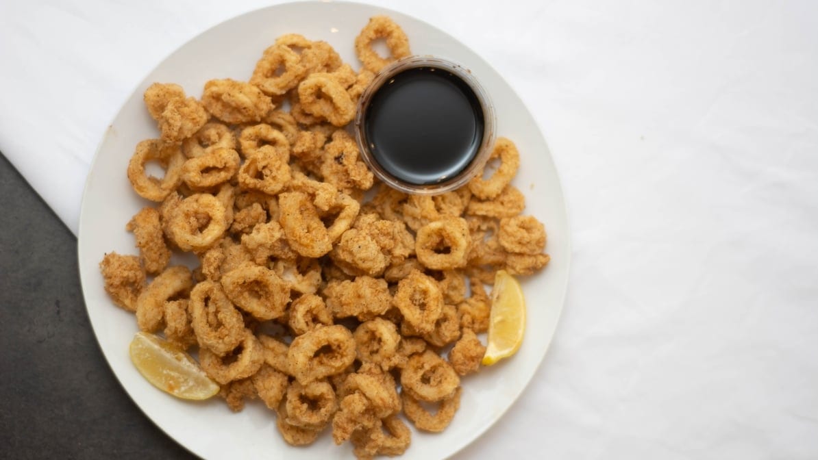 Traditional fried calamari.