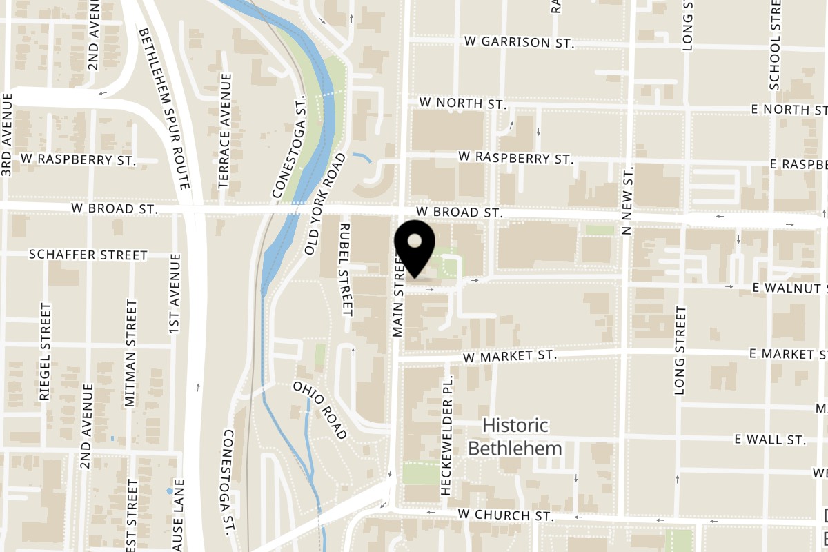 Map showing the location of Mama Nina's on 546 Main St in Bethlehem